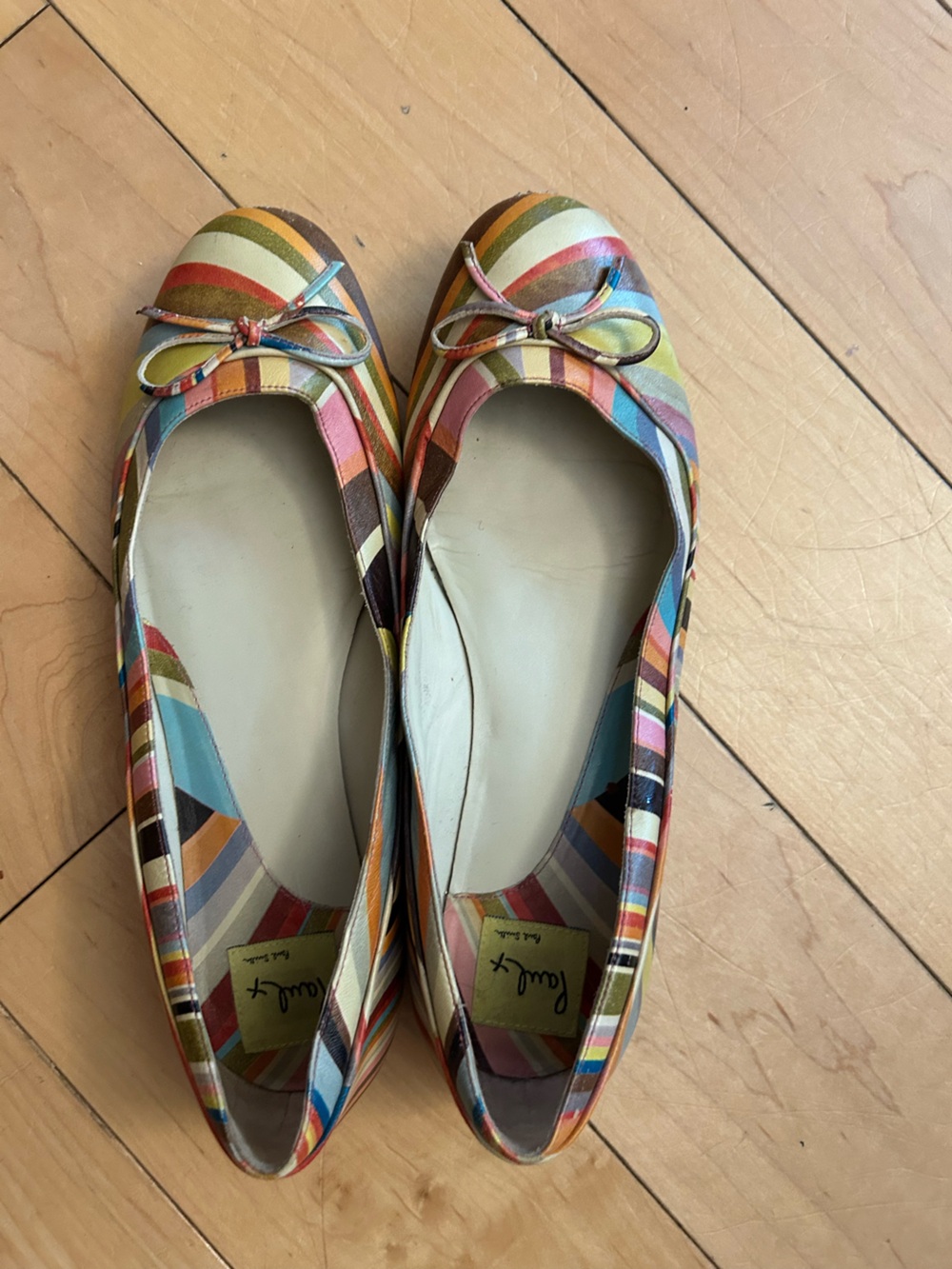 Paul Smith Multicolor Striped/Swirl Ballet Flats - size 38.5